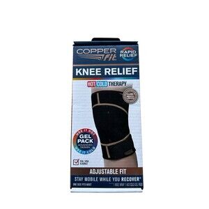 Copper Fit Rapid Relief Knee Compression Wrap With Hot & Cold Therapy Black